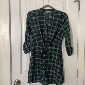 Flannel tie front dress